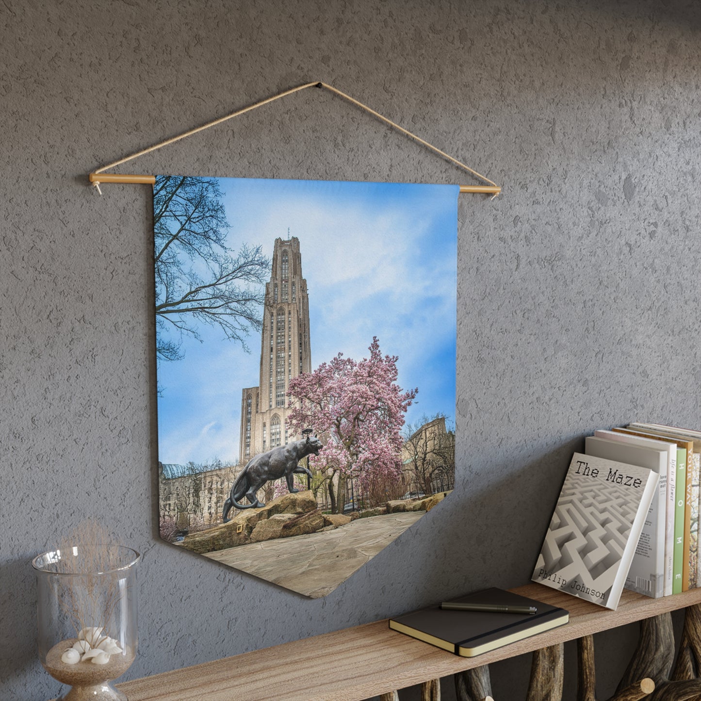 Cathedral of Learning Pennant Wall Banner — Pitt Panther Spring Bloom