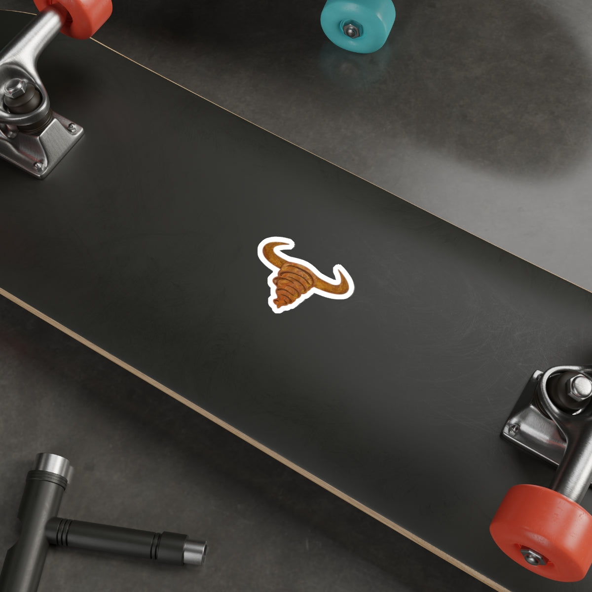 Rust Spiral Bull Die-Cut Sticker — Rustic Horns Laptop Decal