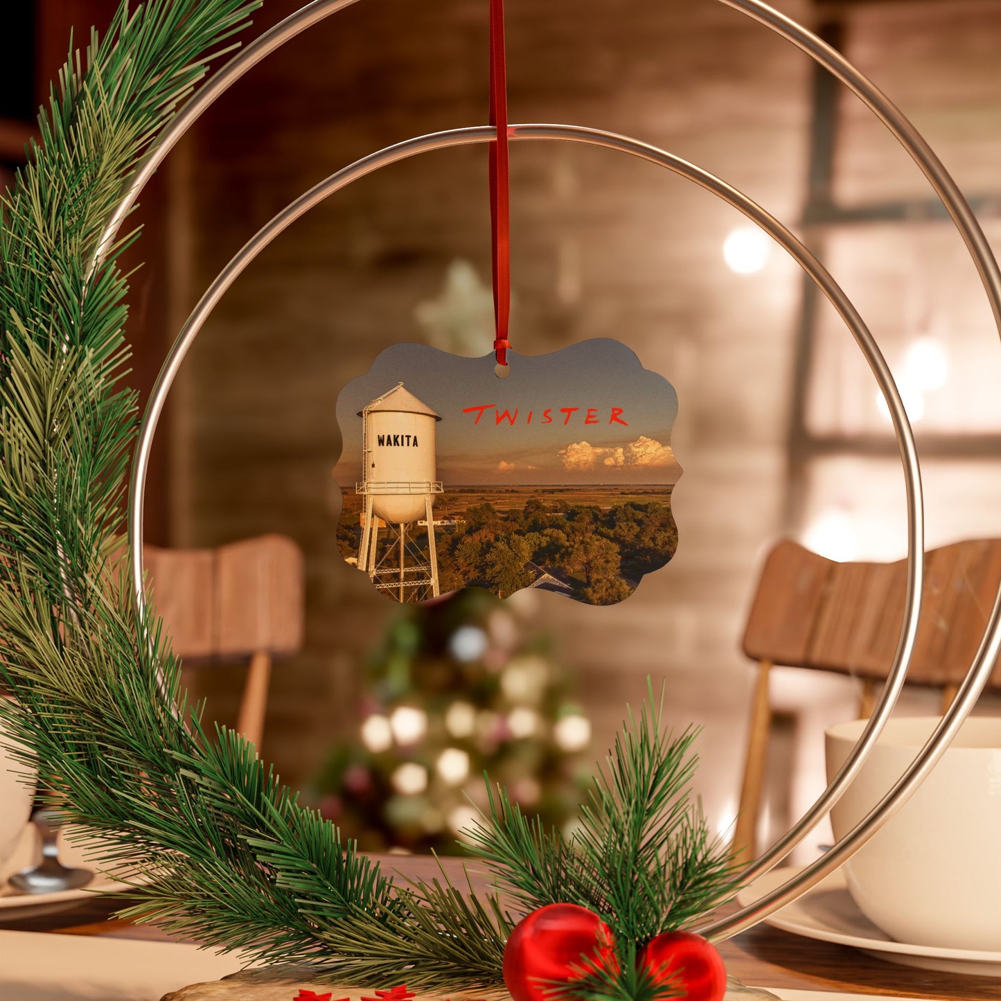 Twister Themed Aluminum Ornament Set - Perfect for Gifts & Holiday Decor