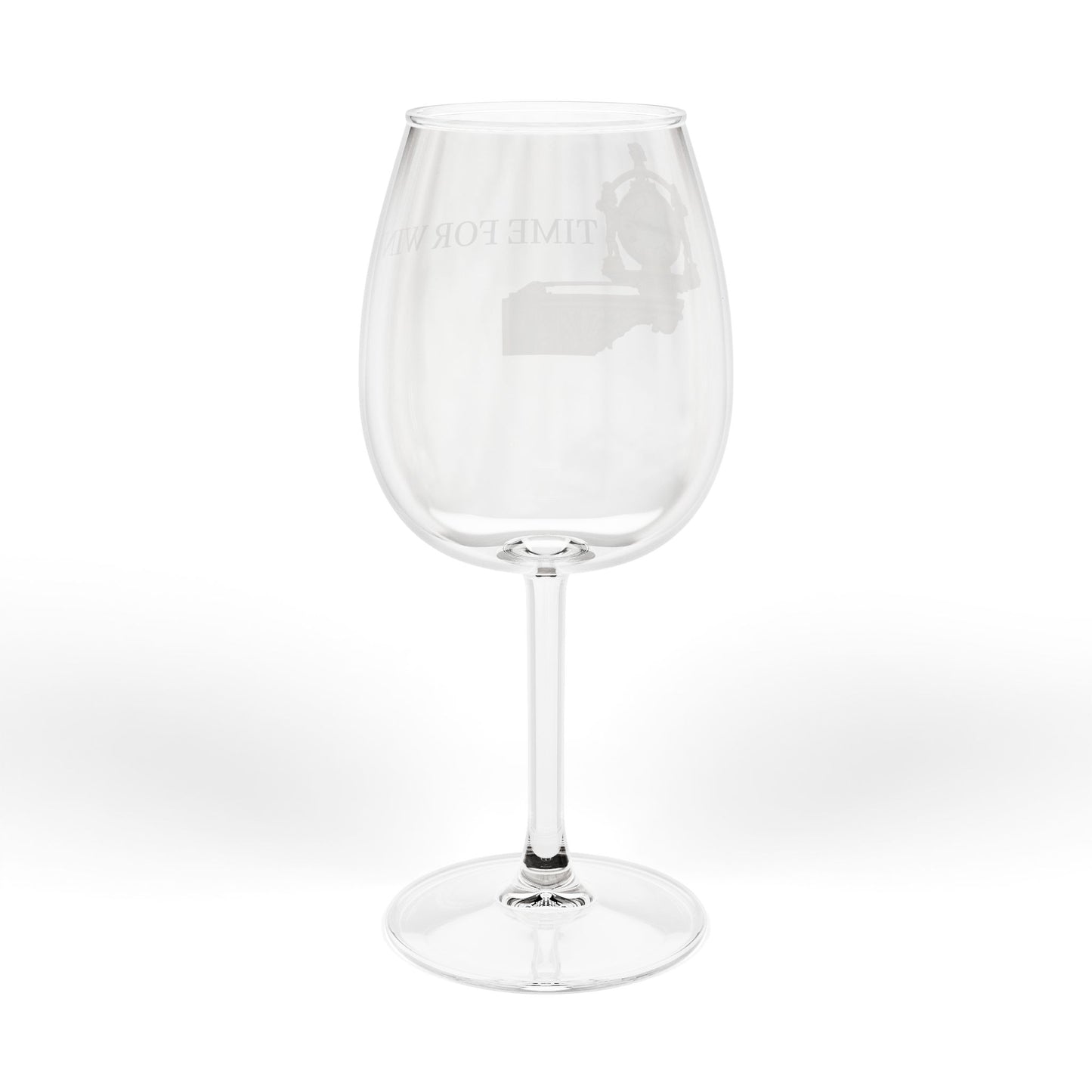 12oz Wine Glass — "Time FOR WINE" Clock Design, Elegant Vintage-Inspired Stemware