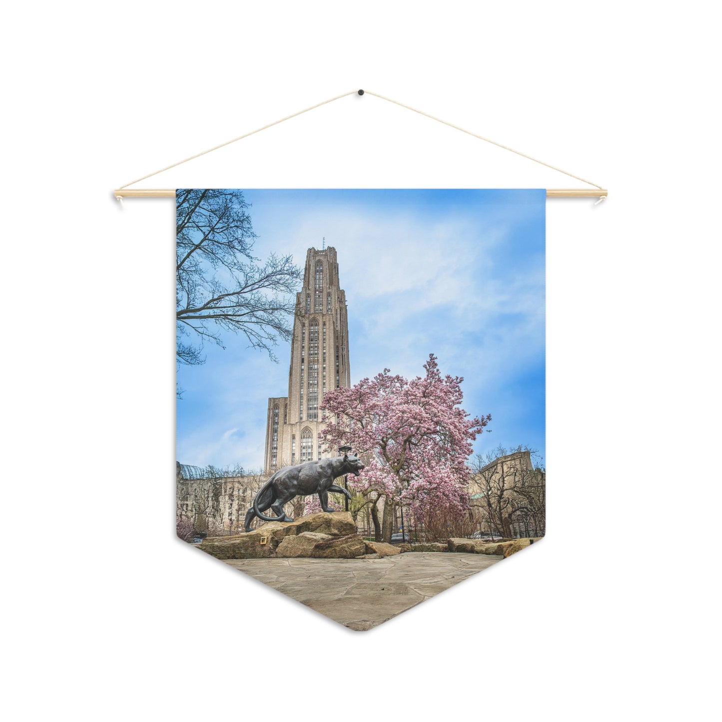 Cathedral of Learning Pennant Wall Banner — Pitt Panther Spring Bloom