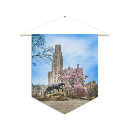 Cathedral of Learning Pennant Wall Banner — Pitt Panther Spring Bloom