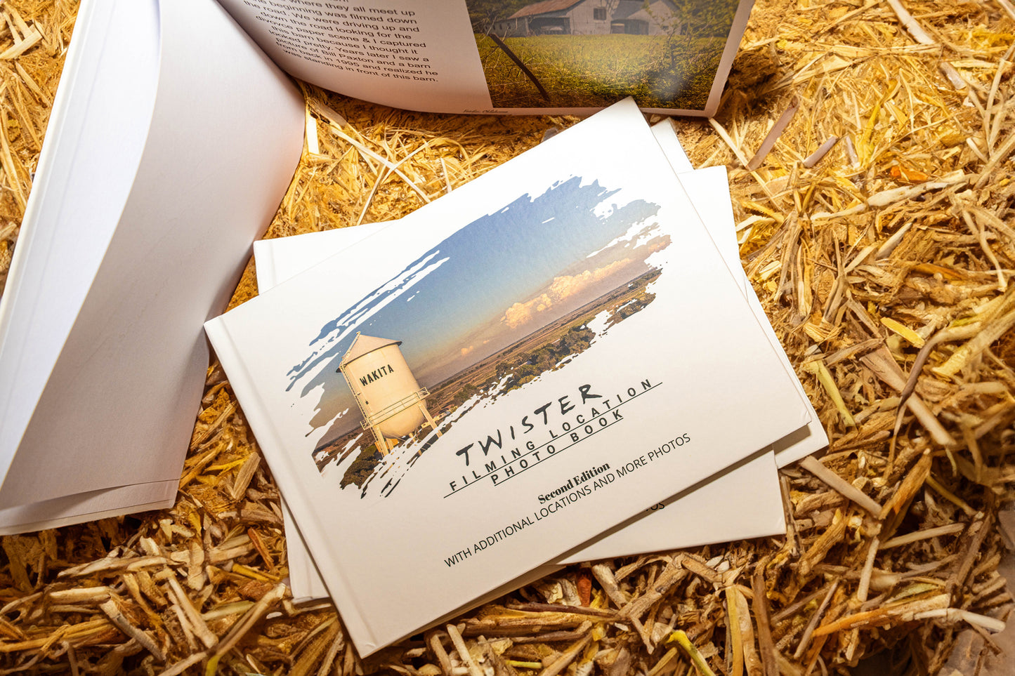 TWISTER FILMING LOCATION PHOTOBOOK SIGNED, WAKITA DIRT, Bridge Piece, Set of Stickers,Dorothy Pin, dodge pin.