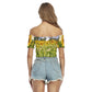 All-Over Print Women's One-shoulder Off-the-navel Short Sleeve T-shirt